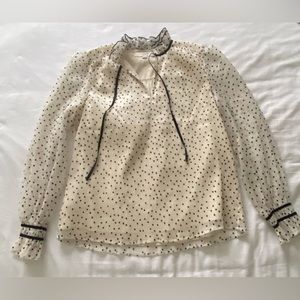 LOFT - cream and black polka dot top.
